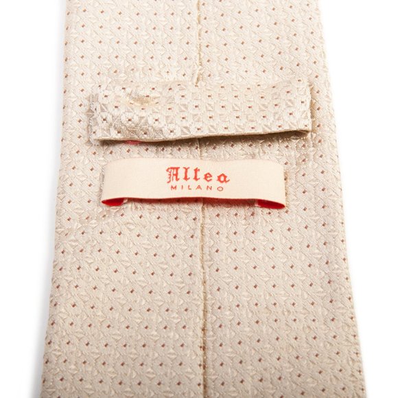 Altea Milano Sand Brown Geometric Silk Tie - Picture 2 of 2